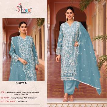 DN S- 5275 BY SHREE FAB DESIGNER ORGANZA SALWAR KAMEEZ WHOLESALER IN INDIA